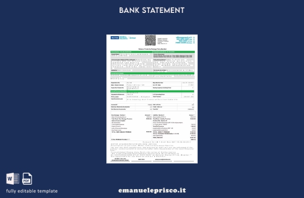modello di pagine di parole di estratto conto falso con licenza India Reliance G